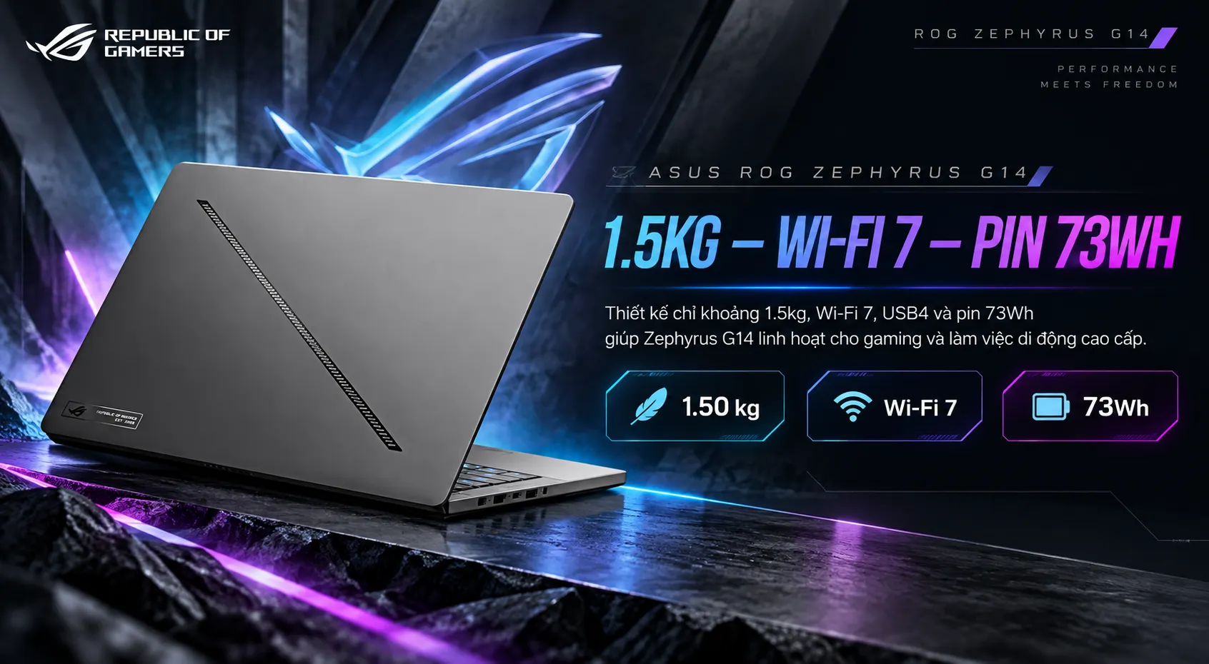 Laptop ASUS ROG Zephyrus G14 (GA403GM-SY201W)(Ryzen AI 9 465, 32GB, 512GB, RTX 5060_8GB, 14.0 3K OLED 120Hz, W11H, Xám)